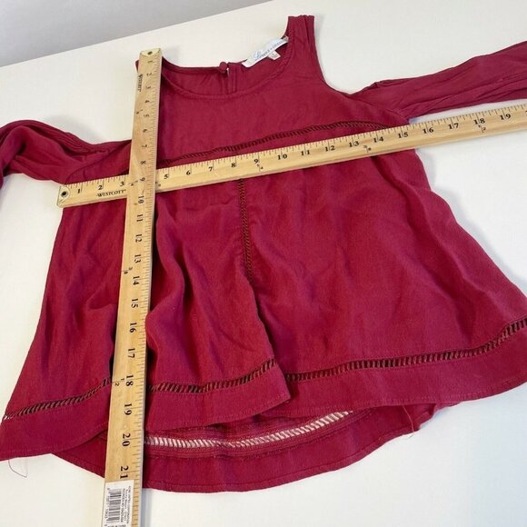 Lovers + FRIENDS Womens Cloud Break Cold Shoulder Blouse Top Red S Relaxed Fit - Picture 6 of 6